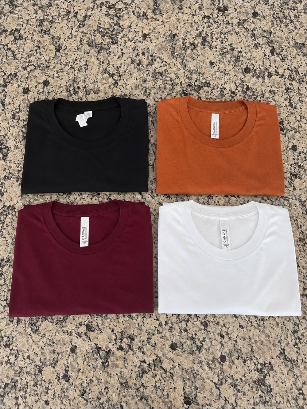 Bella+Canvas Unisex T-Shirt Bundle XL Black Autumn Burgundy White Cotton 4 Pack